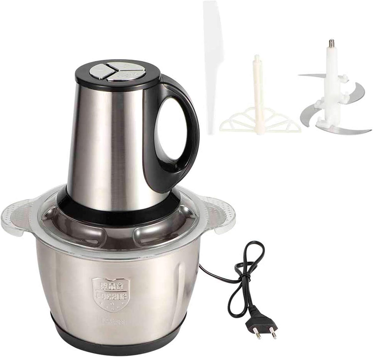 Silver Crest meat and vegetable chopper with 4 blades, compact Zoni Stores meat grinder for efficient food prep.