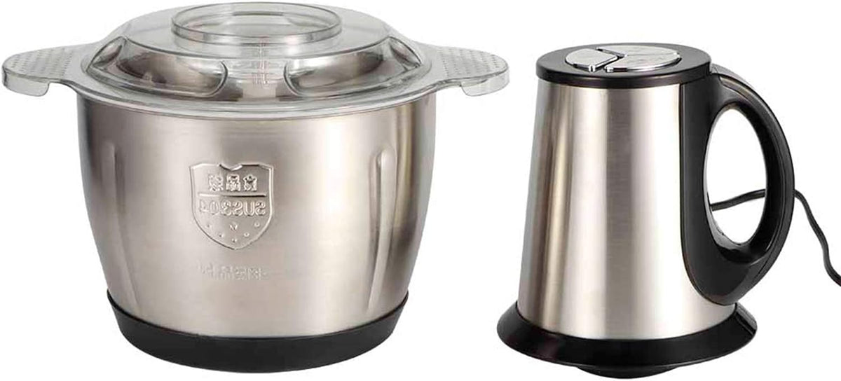 Silver Crest meat and vegetable chopper with 4 blades, compact meat grinder for efficient food preparation.