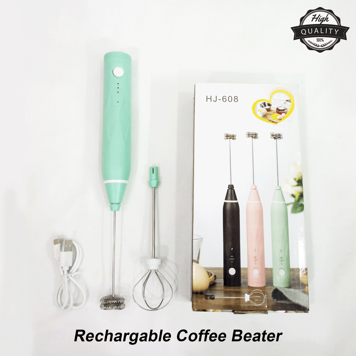 Zoni Stores rechargeable coffee beater and egg whisker, compact kitchen tool for mixing coffee, eggs, and more.