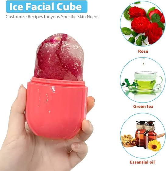 Aesthetic facial ice roller contour tool with vibrant pink and blue bases for daily skincare routines in Pakistan.