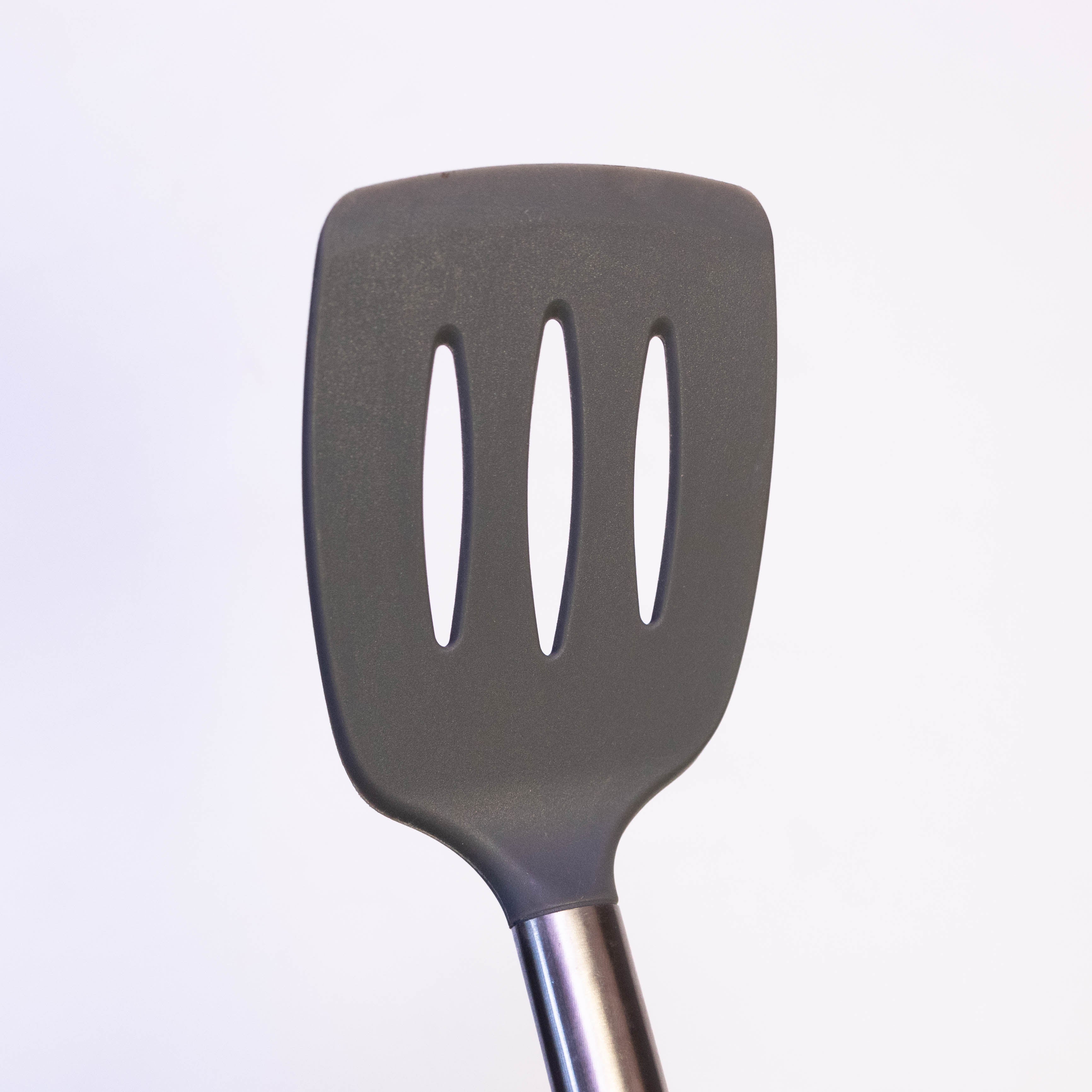 Tablecraft 14" Slotted Turner Spatula with Multi-Color Silicone Head & Stainless Steel Handle