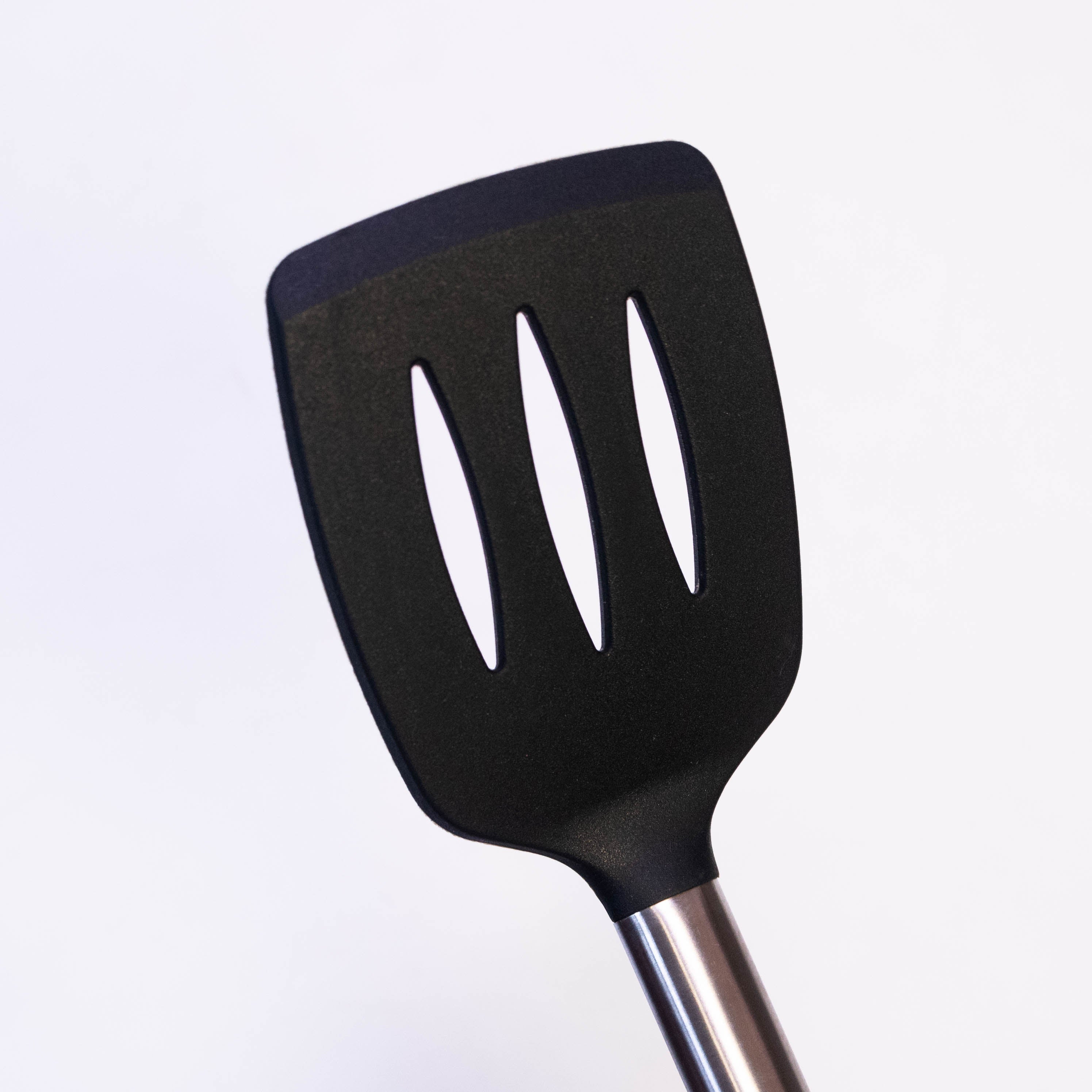 Tablecraft 14" Slotted Turner Spatula with Multi-Color Silicone Head & Stainless Steel Handle