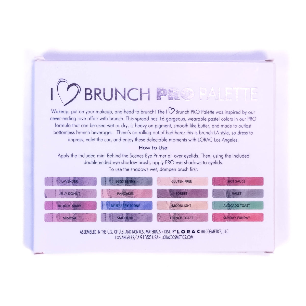 Lorac I Love Brunch pastel eyeshadow palette with soft, dreamy shades in a compact for versatile eye makeup looks