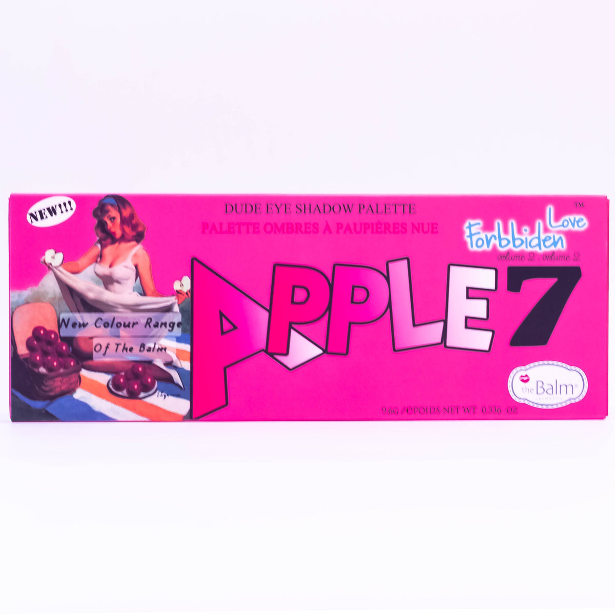 Zoni Stores The Balm Apple 7 Eye Shadow Palette with 12 colorful shades, open to showcase vibrant eye makeup colors.