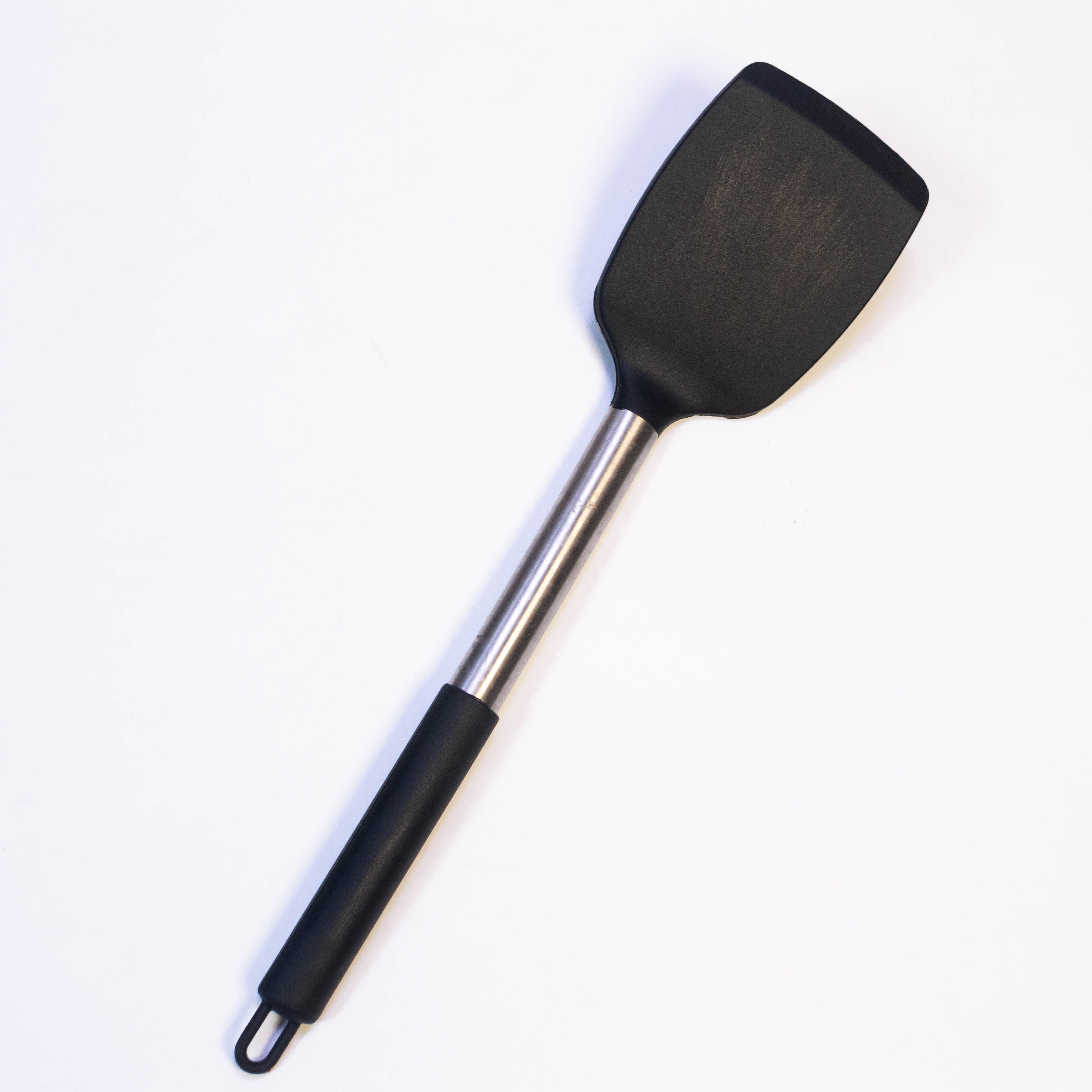 Tablecraft 14" Slotted Turner Spatula with Multi-Color Silicone Head & Stainless Steel Handle