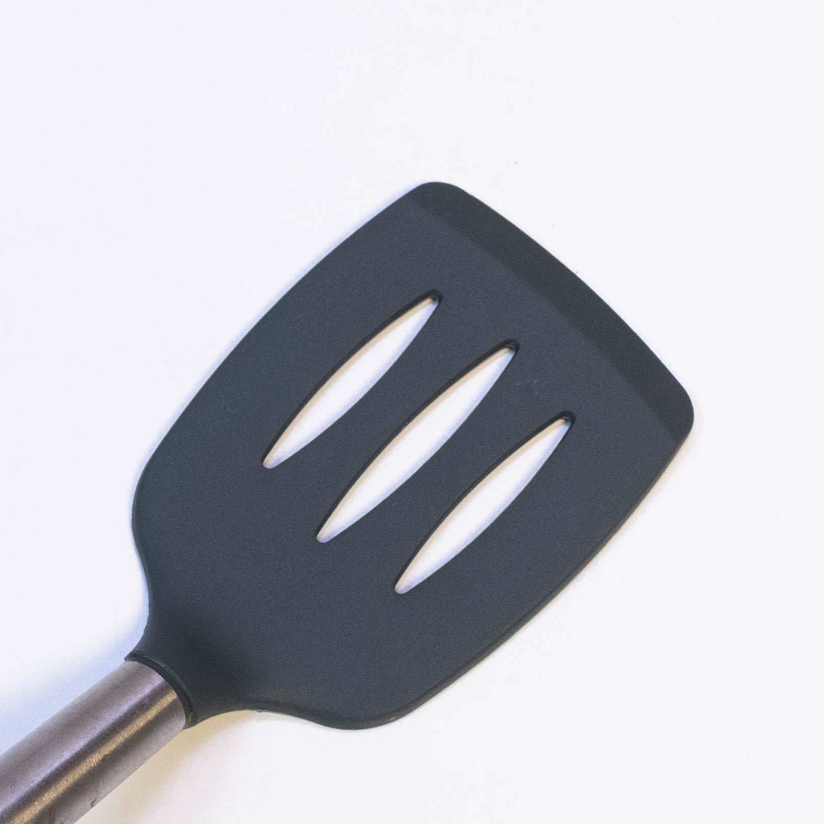 Tablecraft 14" Slotted Turner Spatula with Multi-Color Silicone Head & Stainless Steel Handle