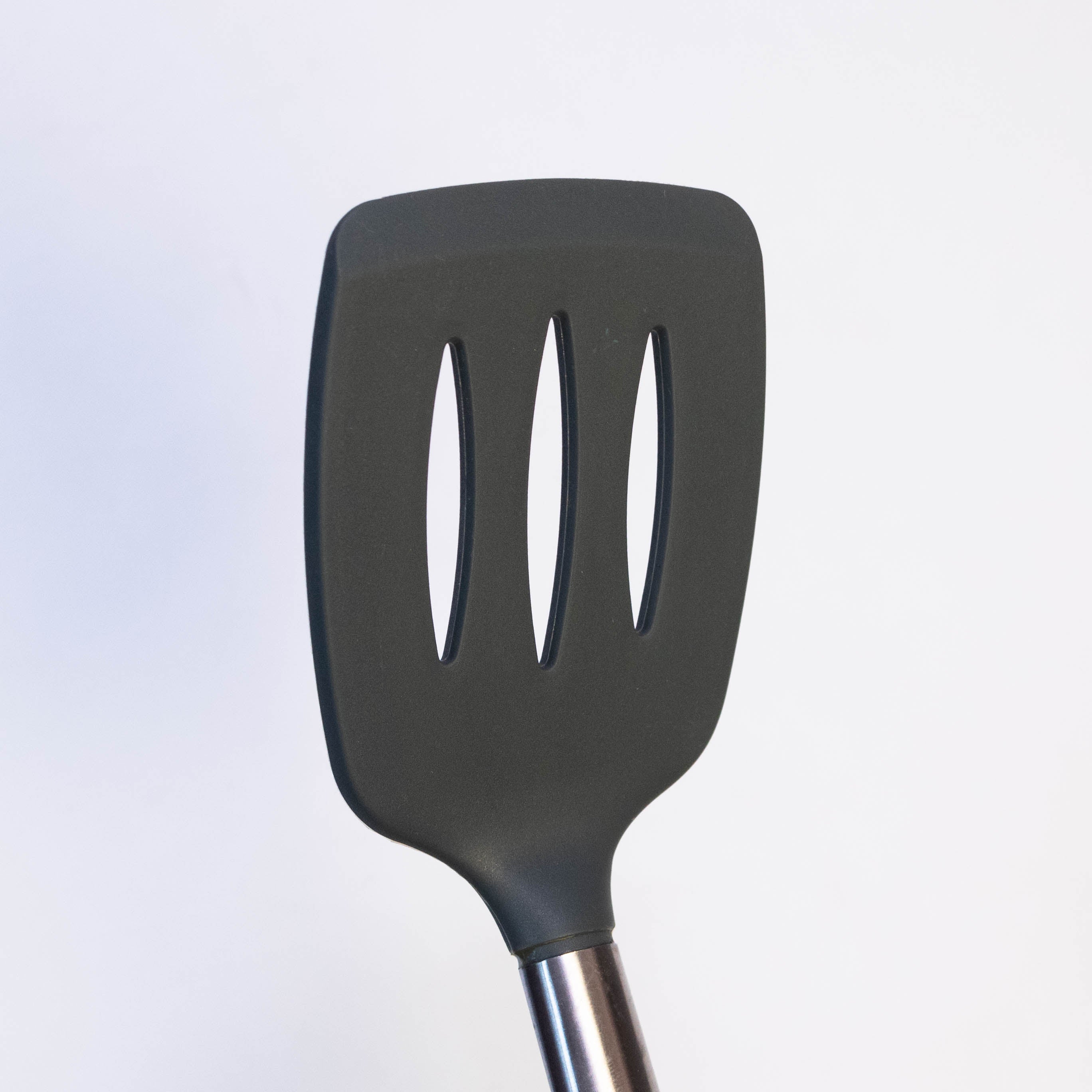 Tablecraft 14" Slotted Turner Spatula with Multi-Color Silicone Head & Stainless Steel Handle