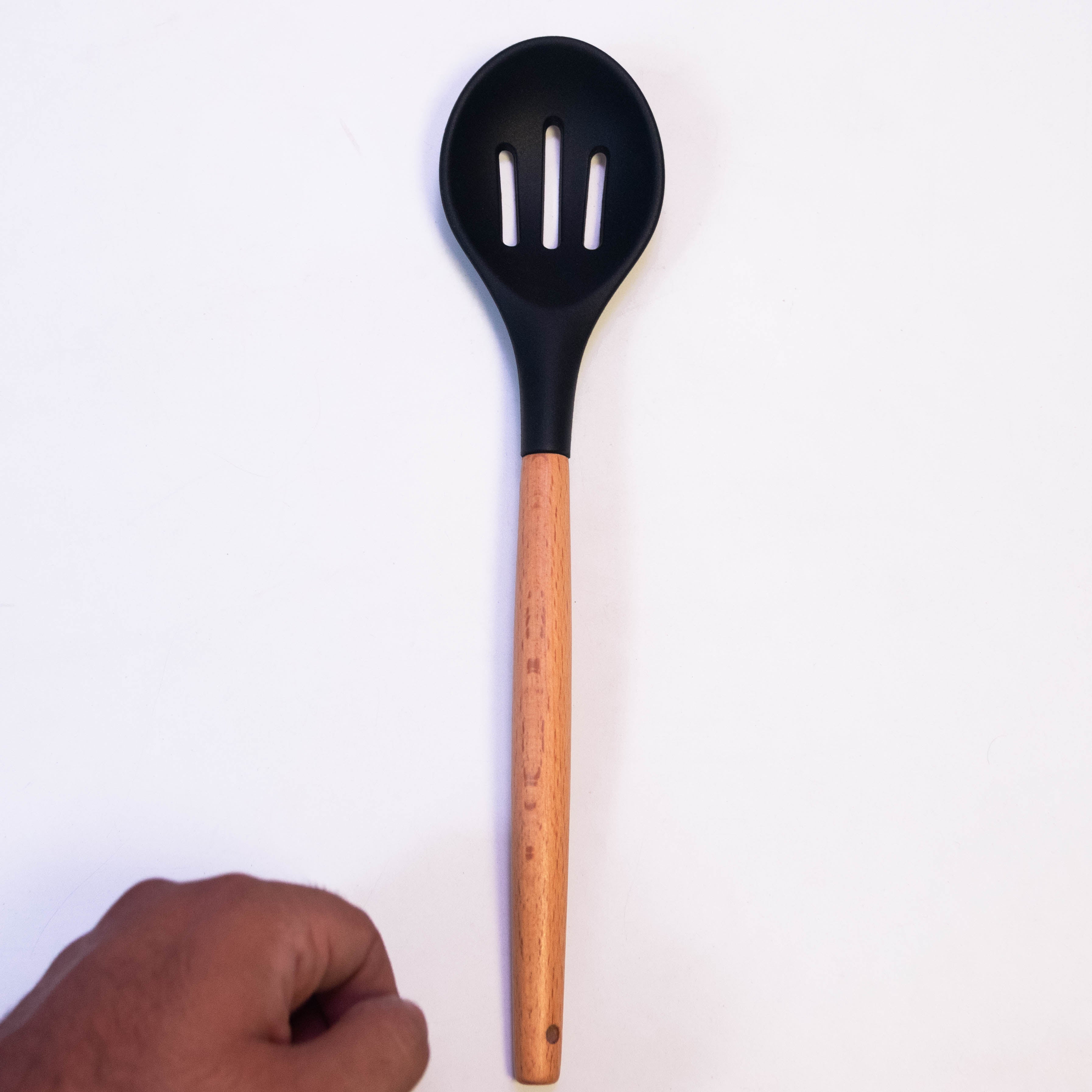 Ultimate Chef Slotted Silicone Spoon with Wooden Handle
