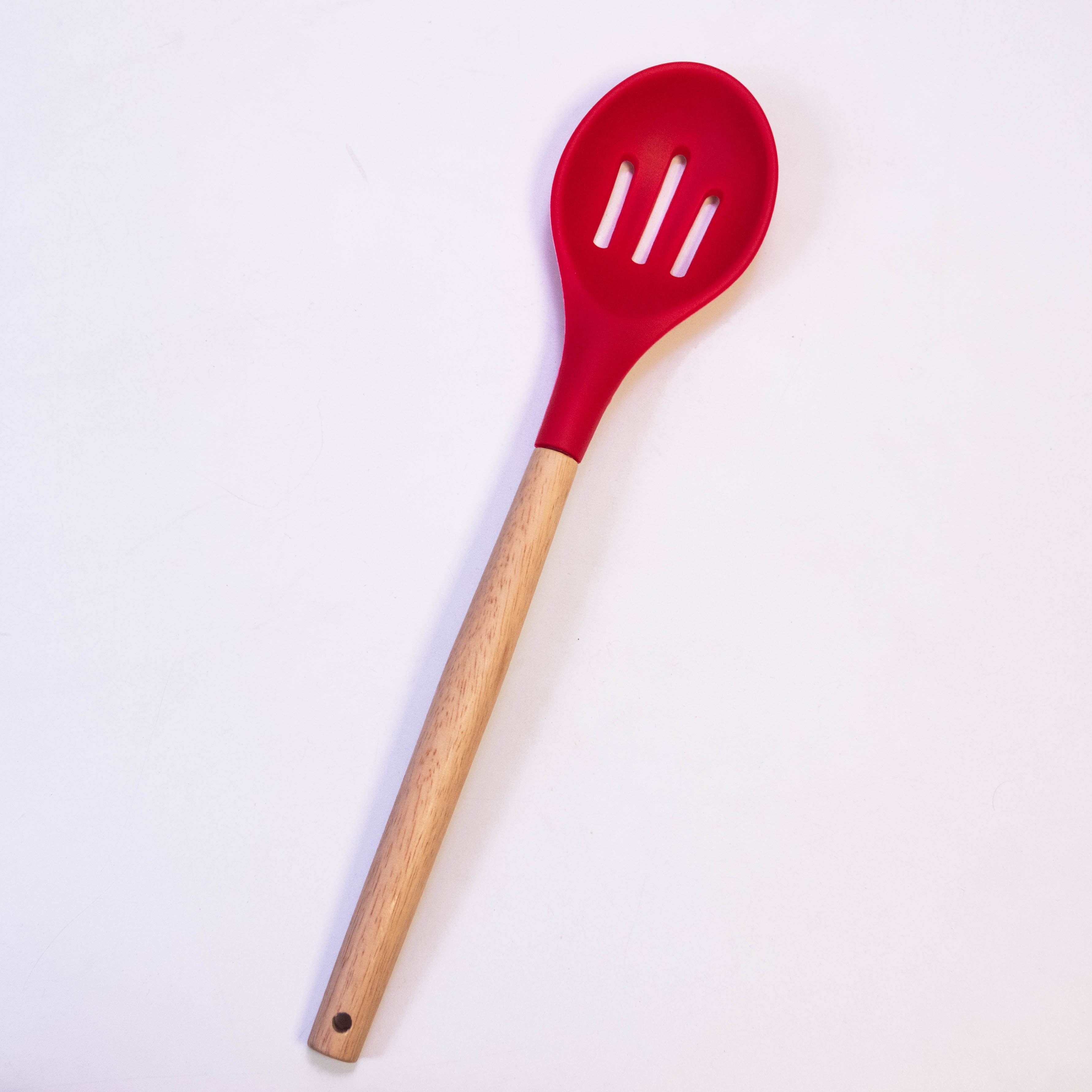 Ultimate Chef Slotted Silicone Spoon with Wooden Handle