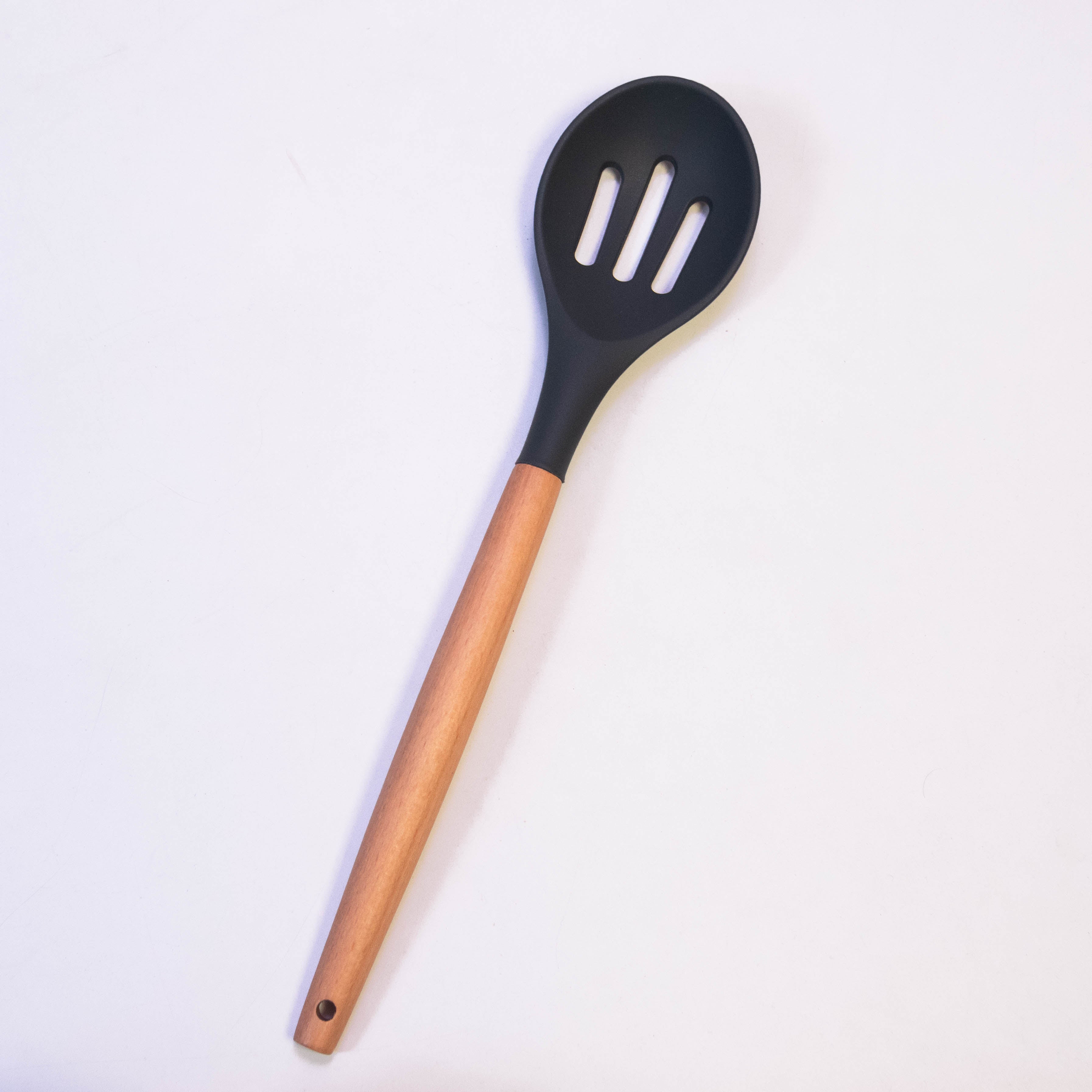Ultimate Chef Slotted Silicone Spoon with Wooden Handle