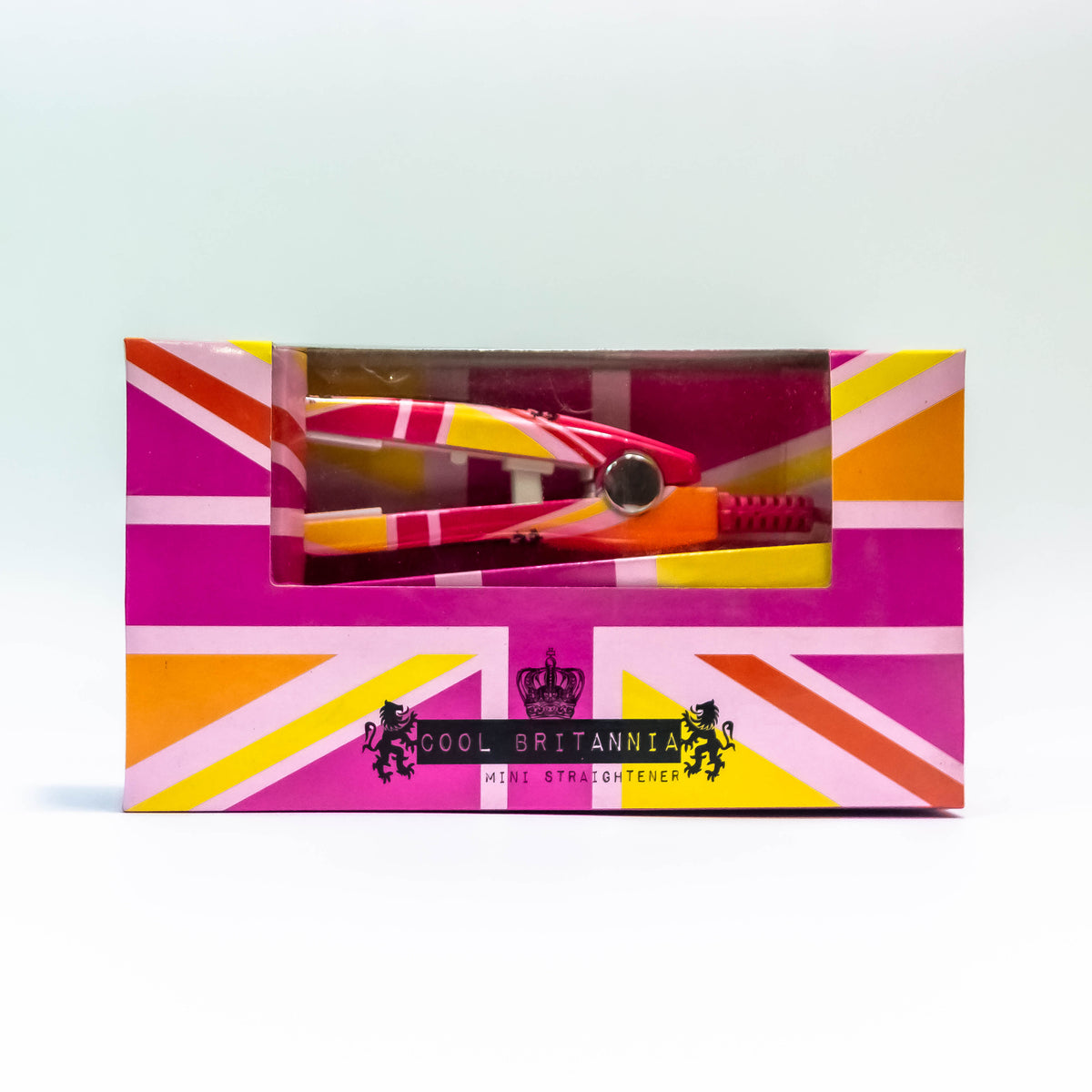 Zoni Stores Cool Britannia Mini Baby Hair Straightener with sleek design and ceramic plates for smooth styling.