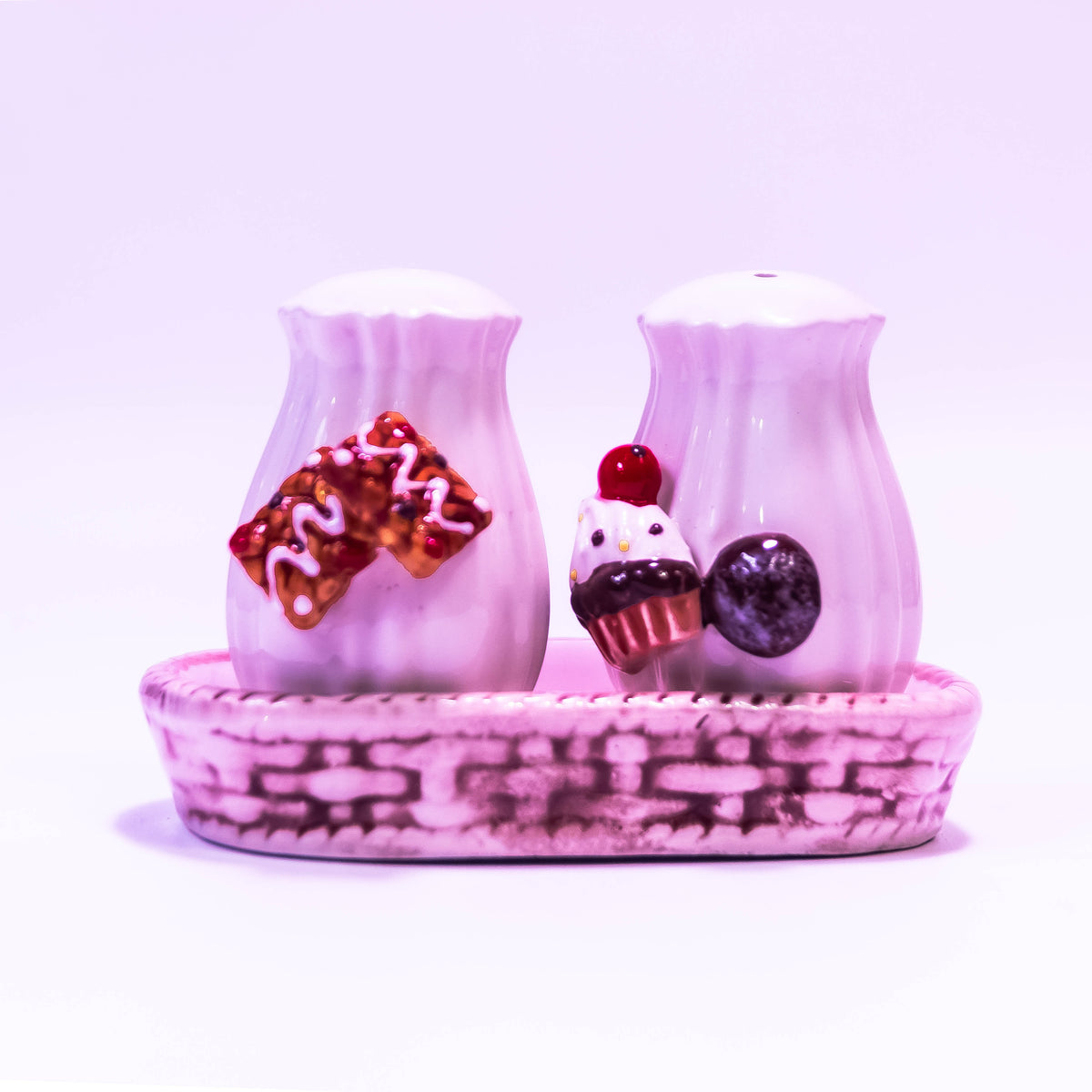 ZoniStores cookie and cupcake shape salt box with decorative design, ideal for kitchen storage and table decor.
