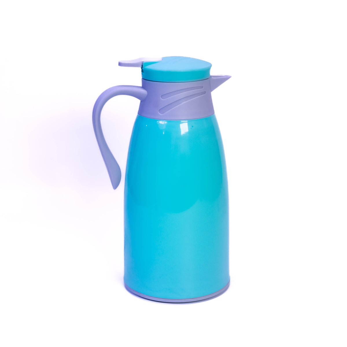 Zoni Stores BrewMastery H·Aimee coffee jug and kettle, stainless steel thermos drink container with handle and spout, on a kitchen counter.
