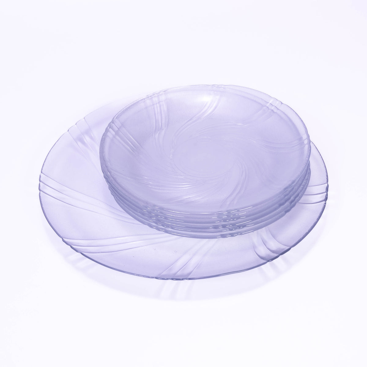 Set of seven Slayer cake plates from Divine Delights by Zoni Stores, featuring elegant tableware with detailed designs.