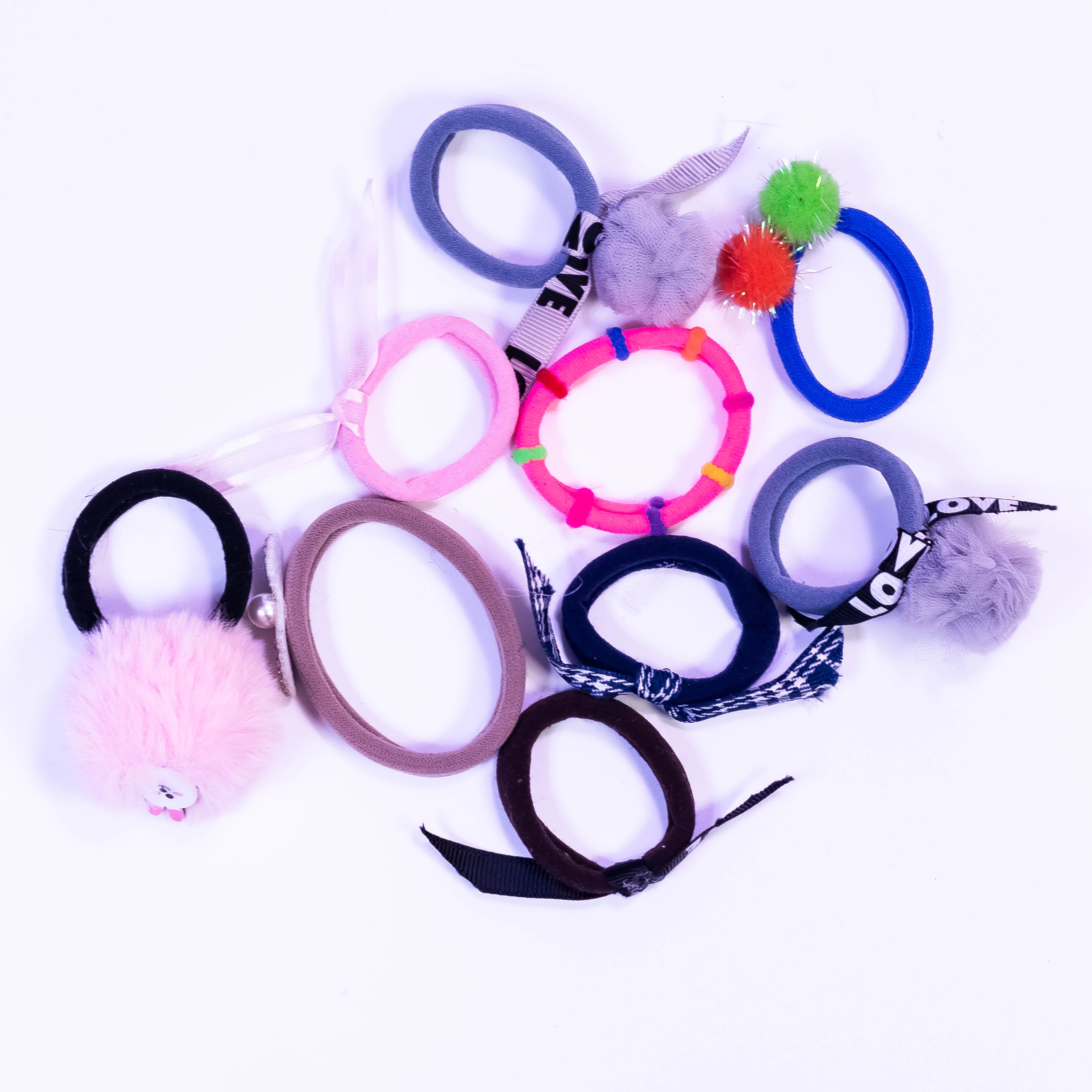 Glam Bands - Pack of 10 Hair Bands - Elastic Hair Ties