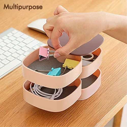 Creative Spinning Jewelry Storage Tower with Mirror and Velvet Lining