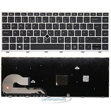 HP KEYBOARDS, LAPTOP KEYBOARDS New Keyboard for HP Elitebook 730 G5, 735 G5, 830 G5, 836 G5, L15500-001 L07666-001 Silver Frame