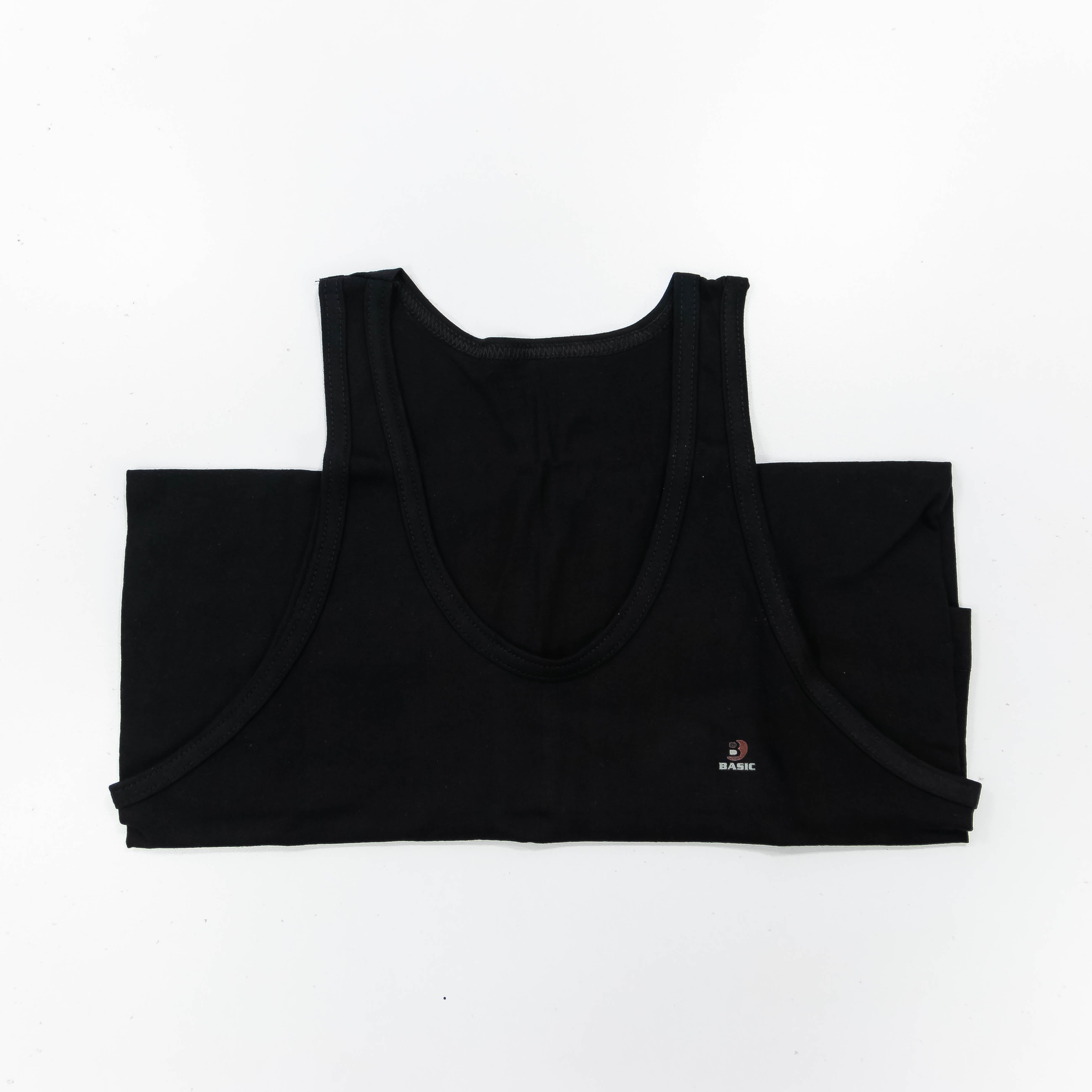 Black Cresta Luxe vest by Zoni Stores, sleek design, close-up of fabric texture and neckline detail.
