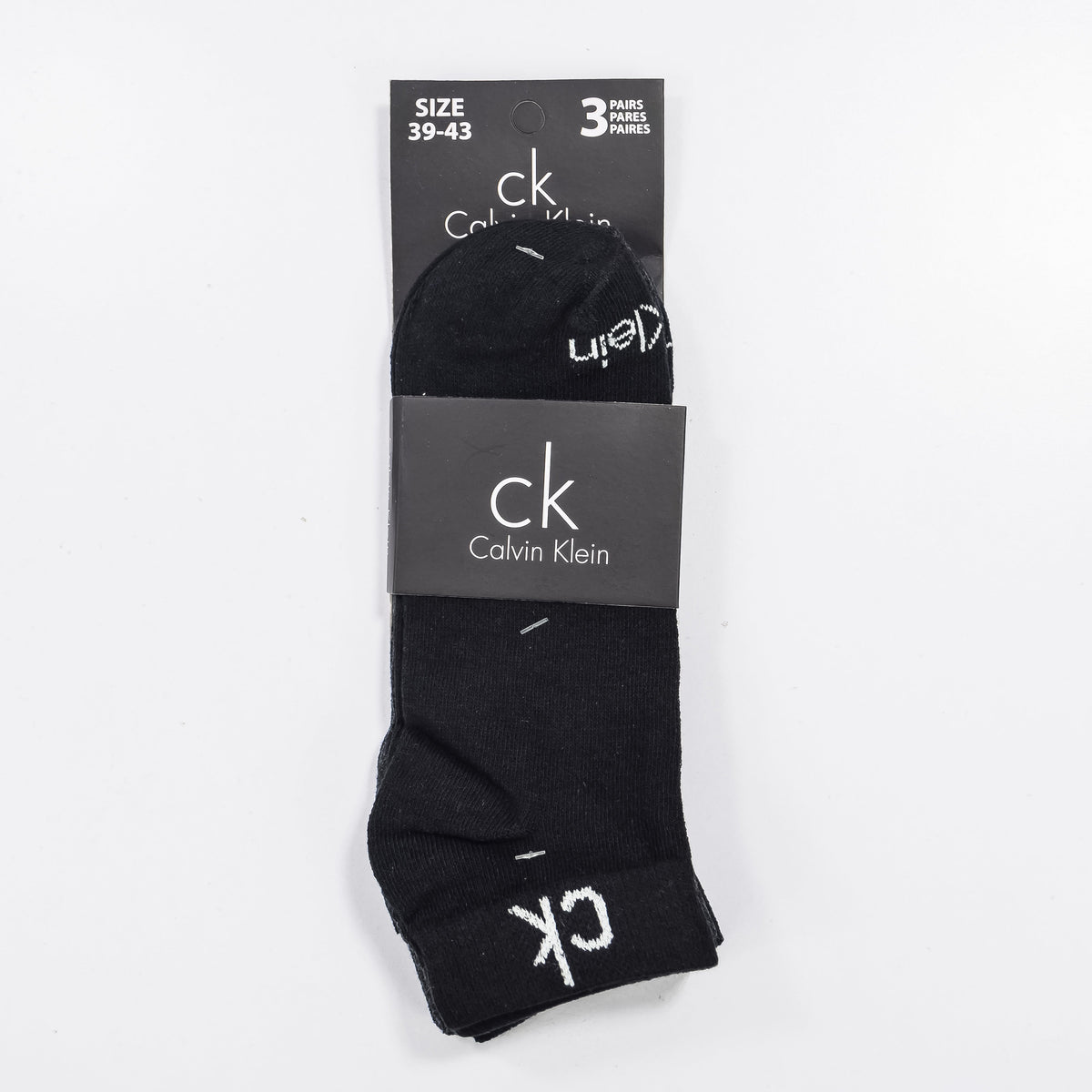 Set of three Zoni Stores branded C-K ankle socks in black, designed for comfort and everyday wear.