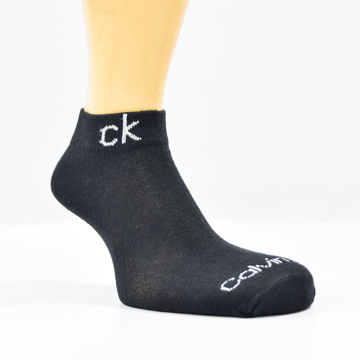 Zoni Stores branded C-K ankle socks pack of three, black and white, cotton blend, casual ankle sock design for everyday wear.