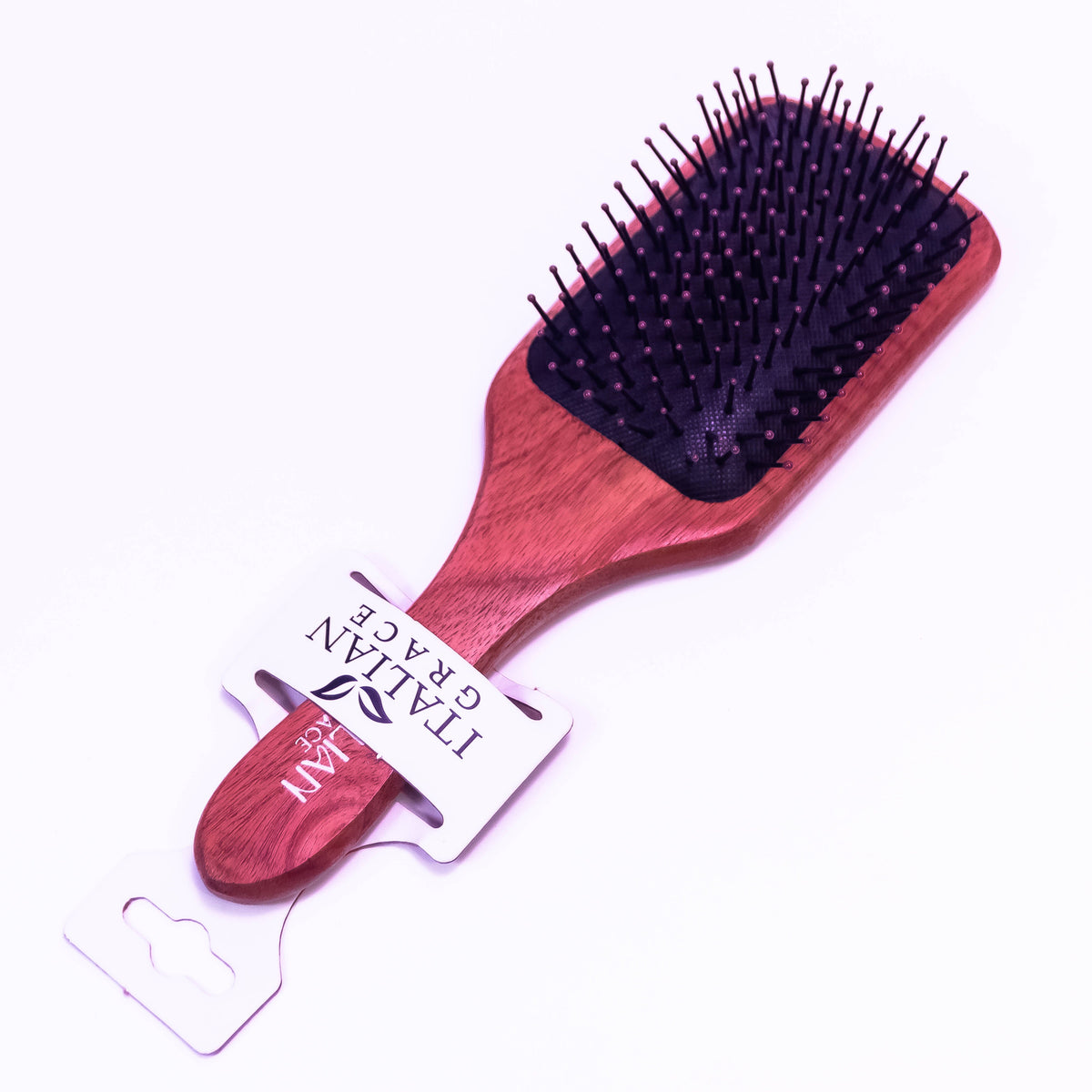Wooden hair brush by Zoni Stores, showcasing natural wood bristles and smooth handle for gentle scalp massage and hair detangling.