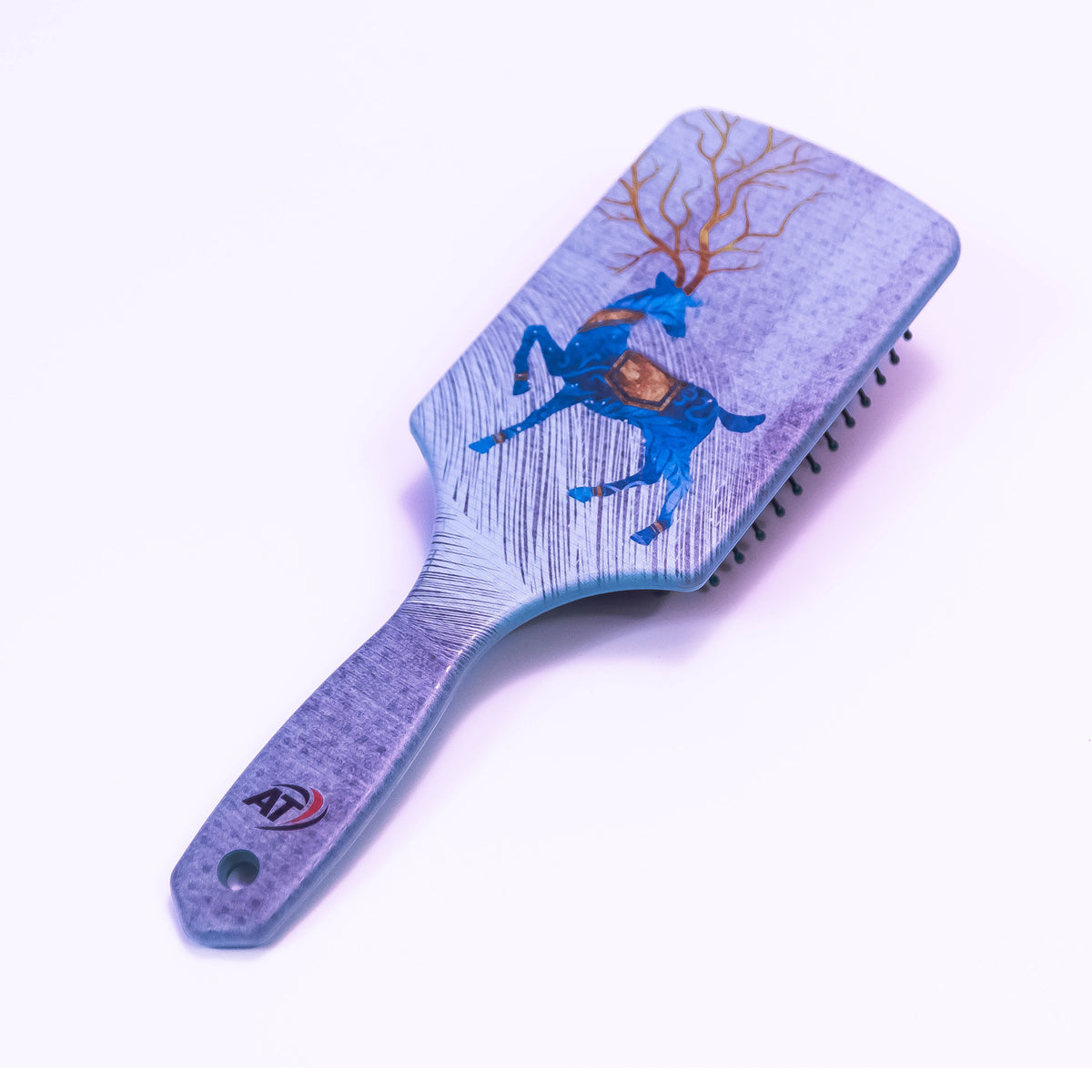 Winter Deer printed hair brush by Zoni Stores with a decorative winter-themed deer pattern on a lightweight plastic brush.