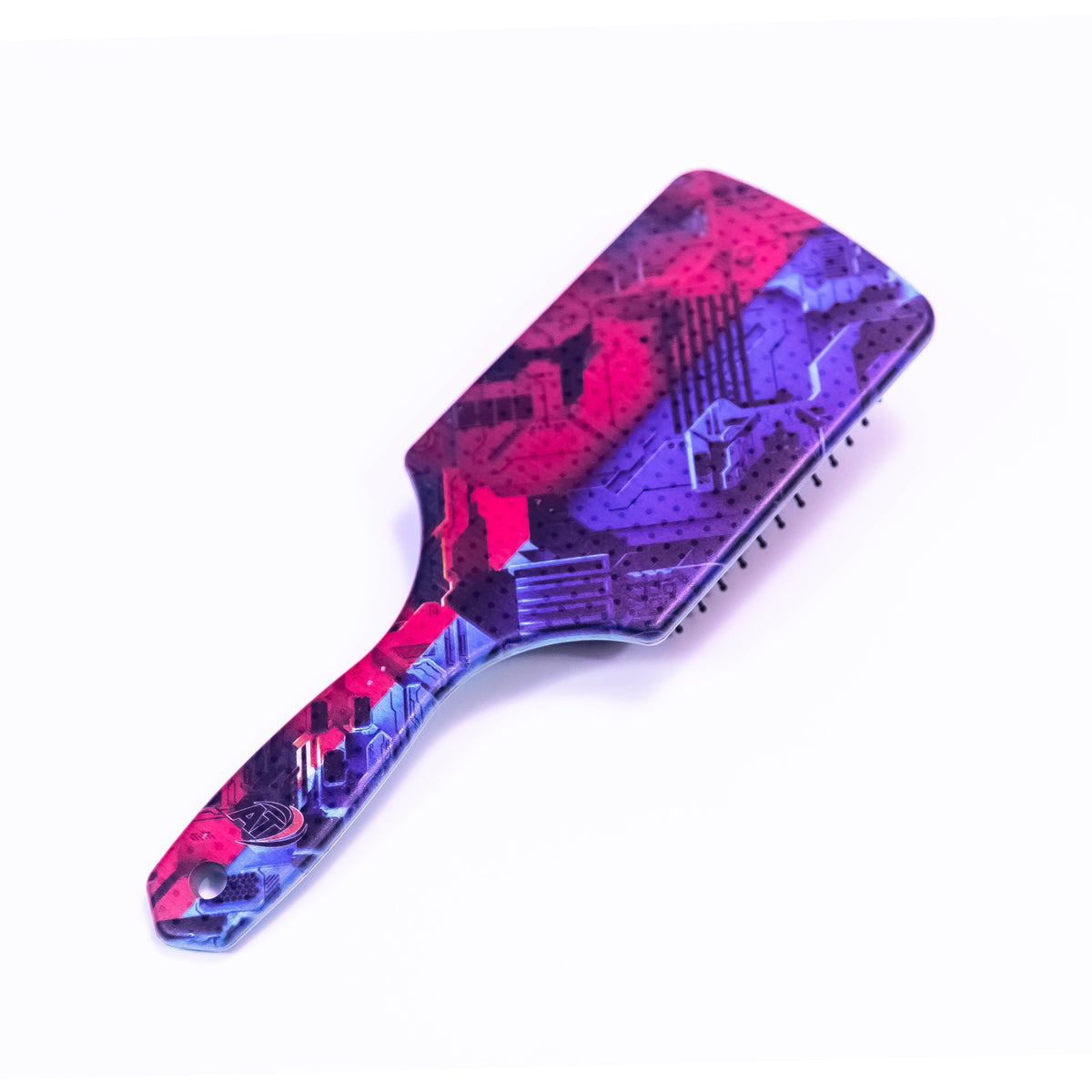Printed hair brush by Zoni Stores with Transformer-themed design, featuring durable bristles and ergonomic handle for styling.