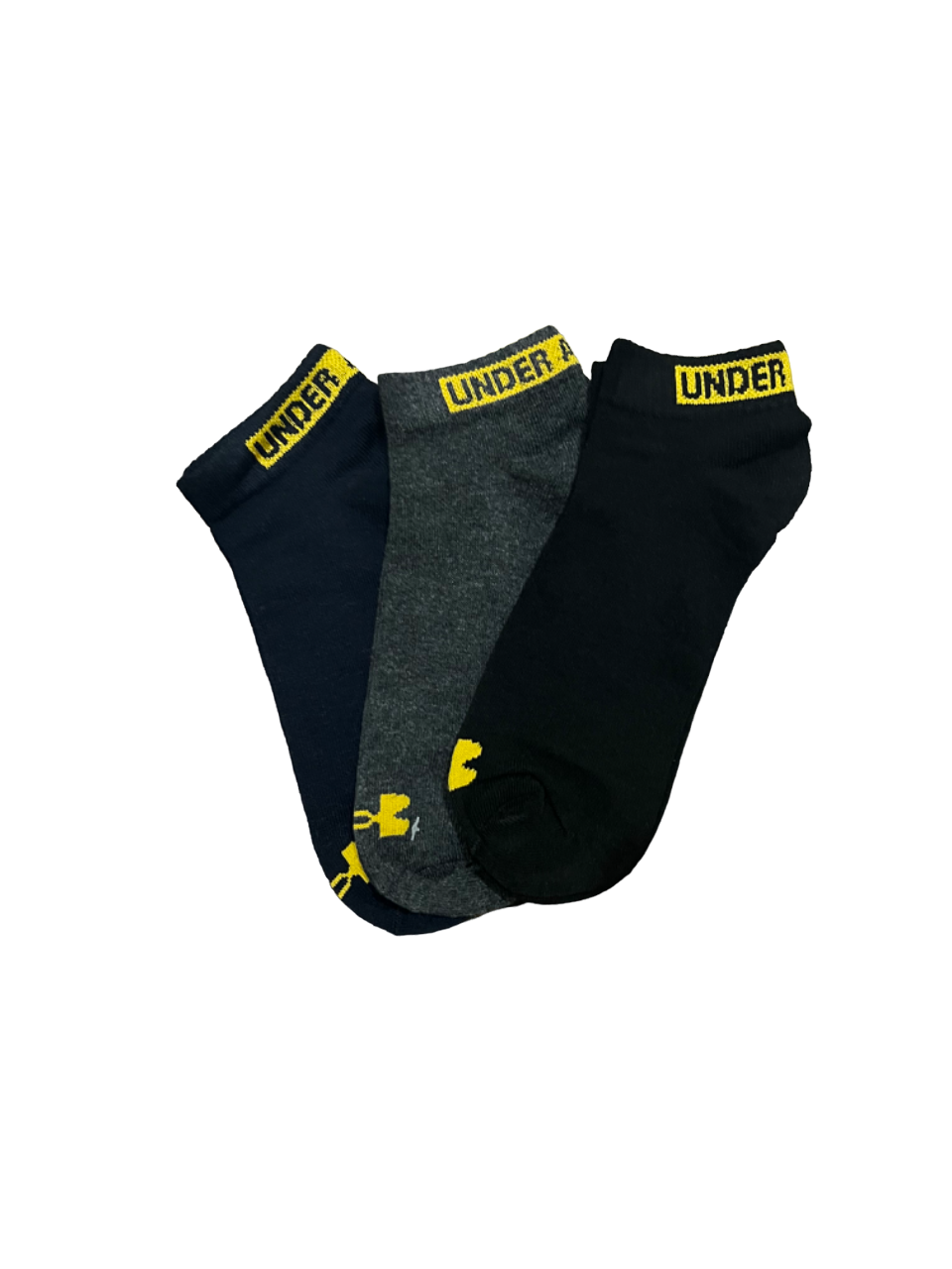 Set of three Zoni Stores branded U-A ankle socks in white, featuring a comfortable fit and casual style.
