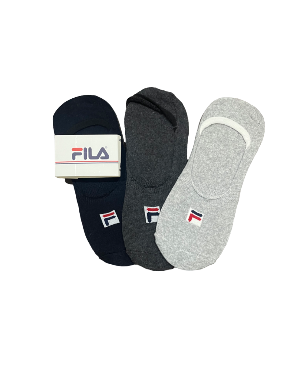 Zoni Stores pack of three branded F-i-l-a inside socks, comfortable and soft, shown in a close-up image.