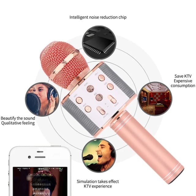 12 WS-858 Wireless Bluetooth Handheld Portable Karaoke Mic.