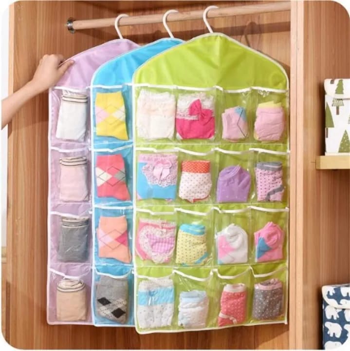 16 Pockets Wall Wardrobe Hanging Organizer Socks Underwear Sundries Sorting Storage Bags Space Saver Wardrobe Organizer Bag.