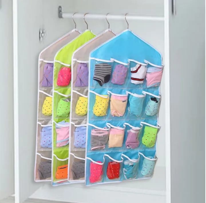 16 Pockets Wall Wardrobe Hanging Organizer Socks Underwear Sundries Sorting Storage Bags Space Saver Wardrobe Organizer Bag.