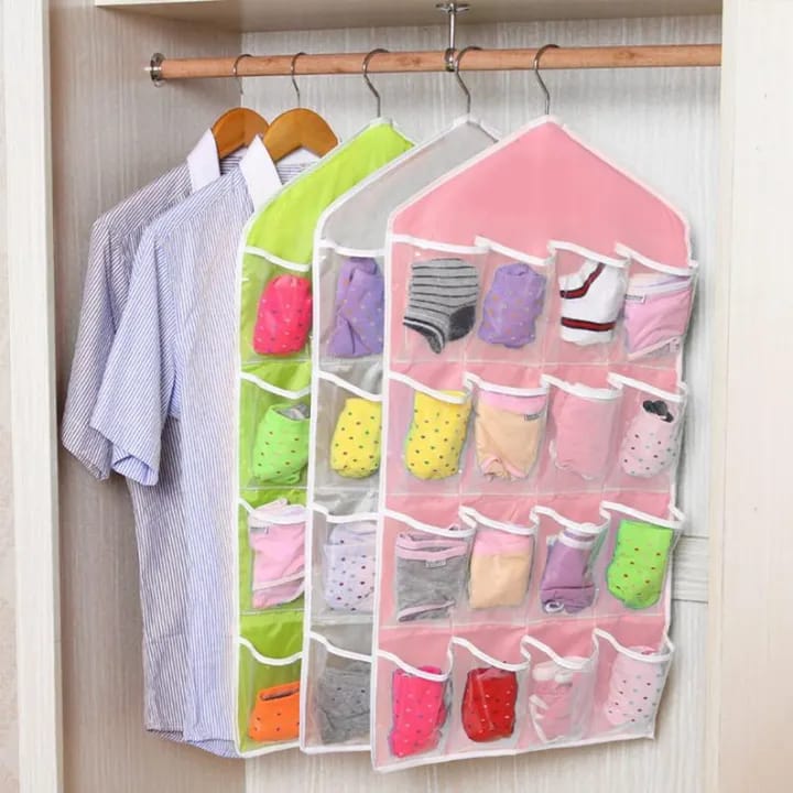 16 Pockets Wall Wardrobe Hanging Organizer Socks Underwear Sundries Sorting Storage Bags Space Saver Wardrobe Organizer Bag.