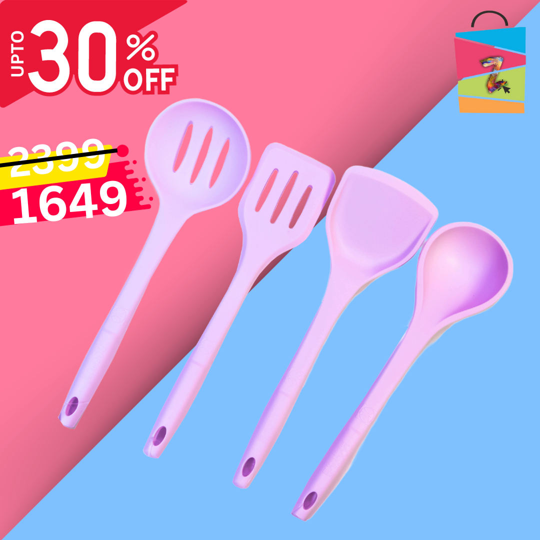 Pink - Essential Kitchen Silicone Utensils Set (Pack of 4)