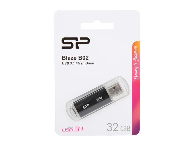 SILICON POWER, USB DRIVES SP032GBUF3B02V1K – USB Stick, Blaze B02, 32GB, USB 3.1, Black, Silicon Power