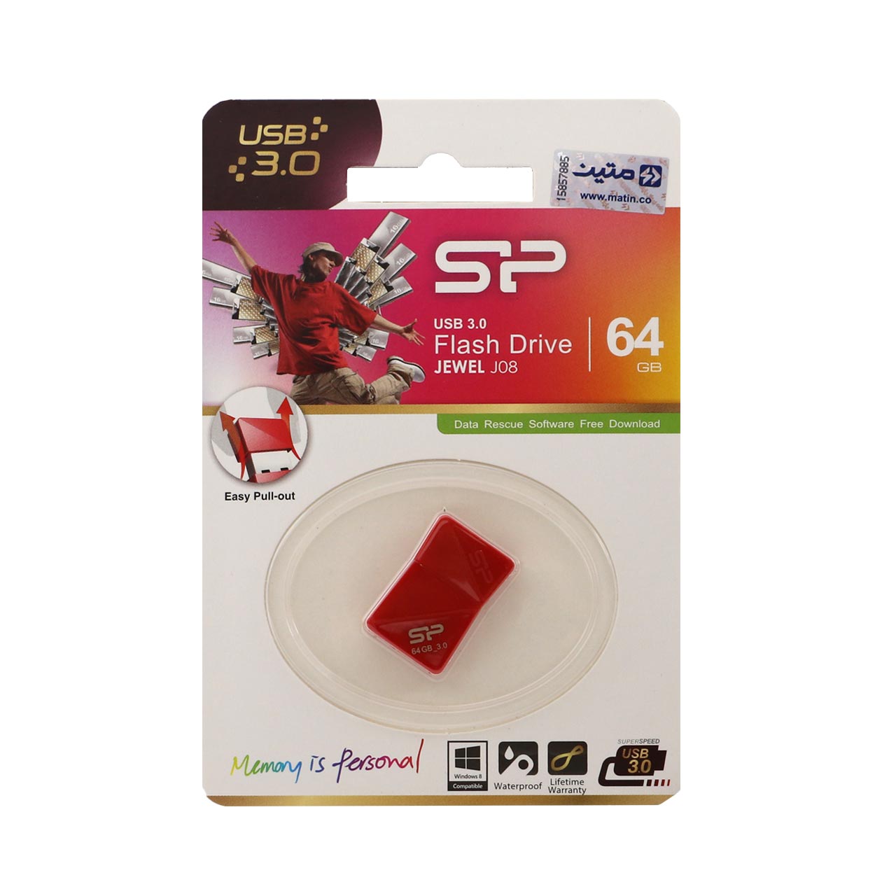 SILICON POWER, USB DRIVES SILIKON POWER JEWEL J08 64 GB USB 3.0 Mini Flash Drive, RED (SP064GBUF3J08V1K)