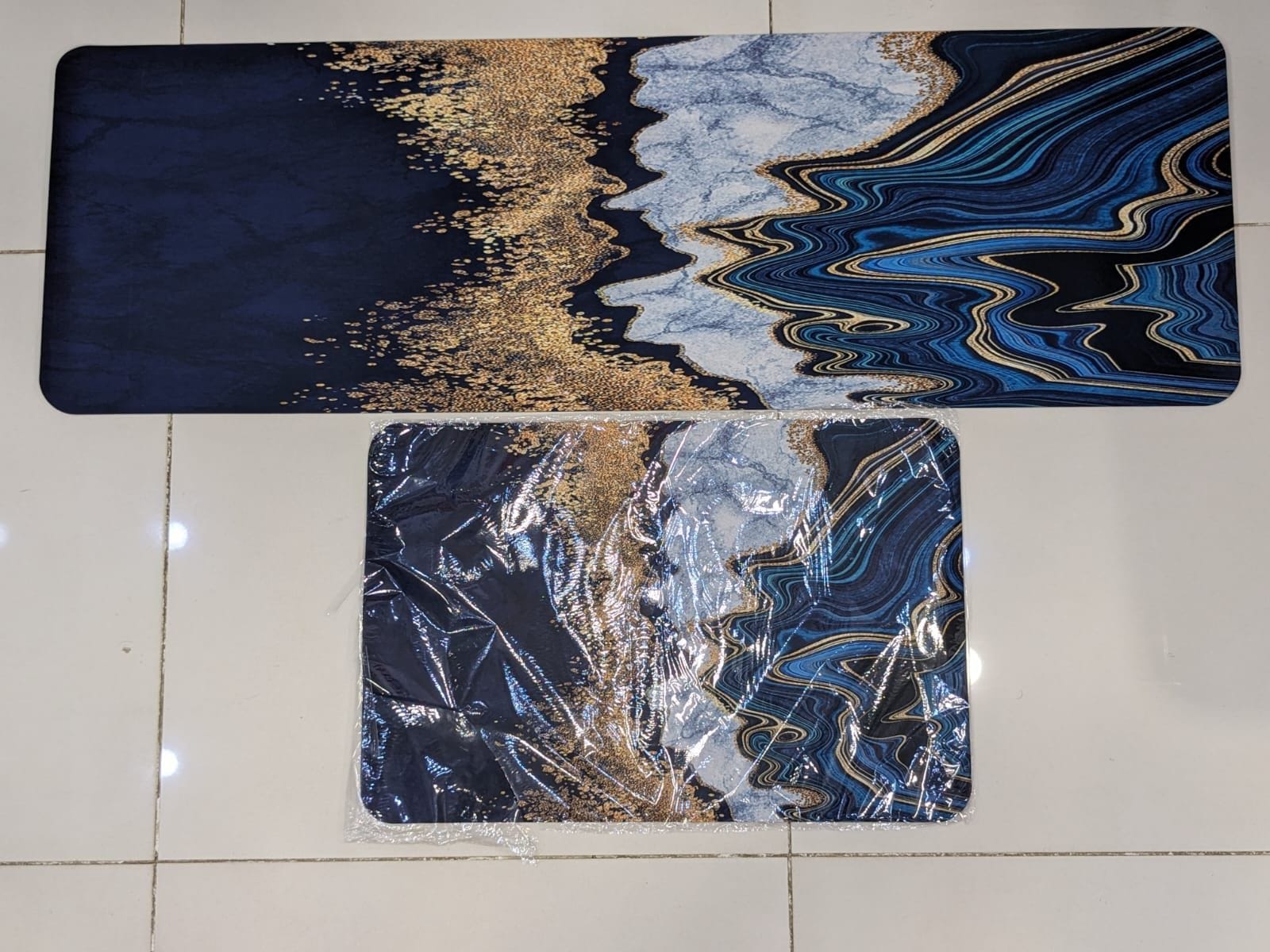 2 Pcs Magic Water Absorbent Anti-Slip Mat & Runner Set (SizeMat 38cm width & 58cm length) & Runner 38cm width & 117cm length Approx)