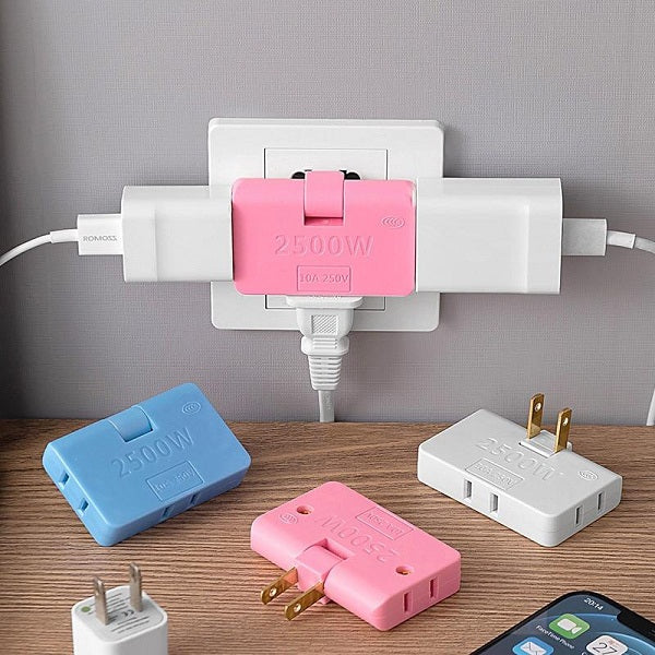 3 in 1 Extension Plug 180 Degree Rotation Electric Adapter Mini Adjustable Shape Mobile Phone Charging Converter.