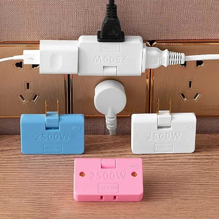 3 in 1 Extension Plug 180 Degree Rotation Electric Adapter Mini Adjustable Shape Mobile Phone Charging Converter.