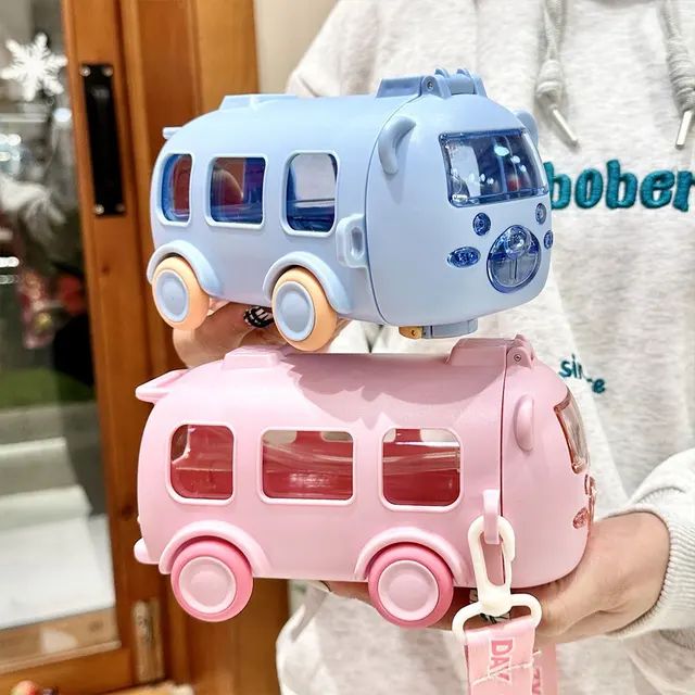 500ML Bear Car Toy Water Bottle (Leak-Free  BPA-Free).