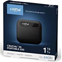 PORTABLE DRIVES (USB DRIVES), PORTABLE HARD DISK DRIVES, PORTABLE SSDS, SSDS, USB DRIVES Crucial X6 External Portable SSD 1TB Speed 540 MBs USB 3.2 Type-C Drop proof
