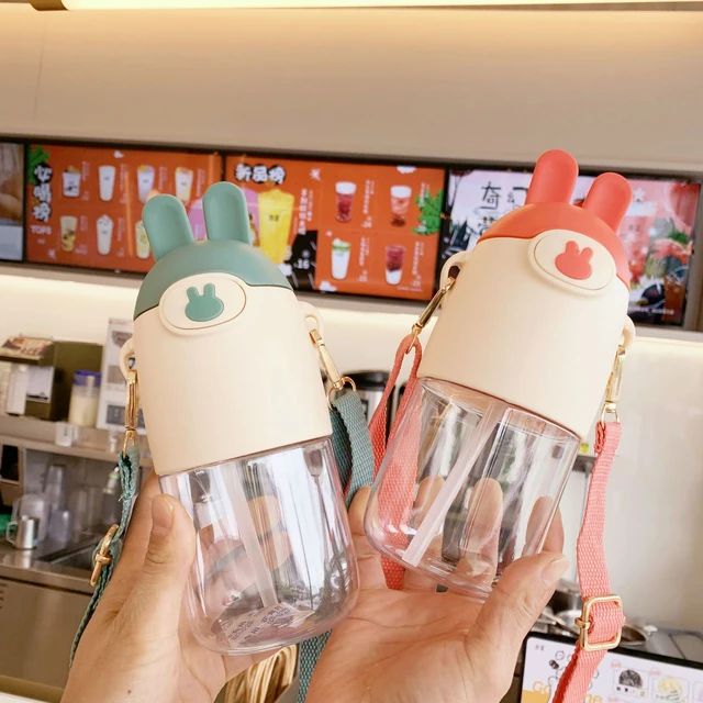 600ML Cute Bunny Cartoon Character Kids Water Bottle.