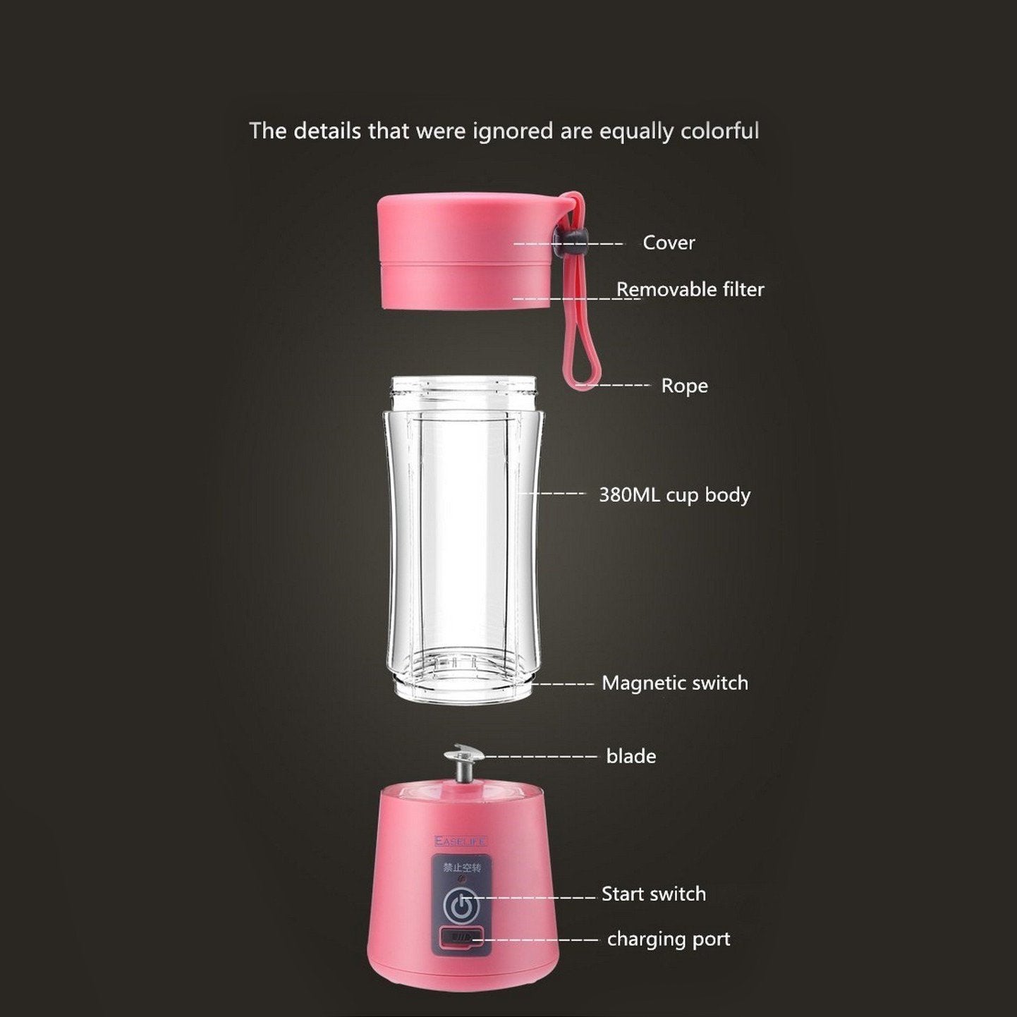 Portable Blender Bottle Juicer - Rechargeable Fruit Mixing Machine