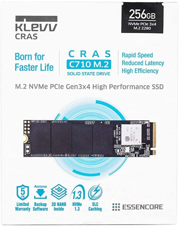 DESKTOP HARD DISK DRIVES, HARD DISK DRIVES, LAPTOP HARD DISK DRIVES, NVMES KLEVV CRAS C710 M.2 SSD NVMe PCle Gen3 x4 256GB 3D TLC NAND R/W Internal Solid State Drive (K256GM2SP0-C71)