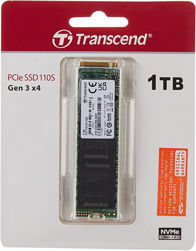 DESKTOP HARD DISK DRIVES, HARD DISK DRIVES, LAPTOP HARD DISK DRIVES, NVMES Transcend 1TB NVMe PCIe Gen3 x4 MTE110S TS1TMTE110S 1TB NVME SOLID STATE DRIVE