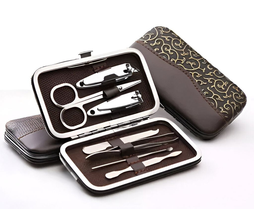 8in1 Manicure Pedicure Stainless Steel Leather Pocket Set.