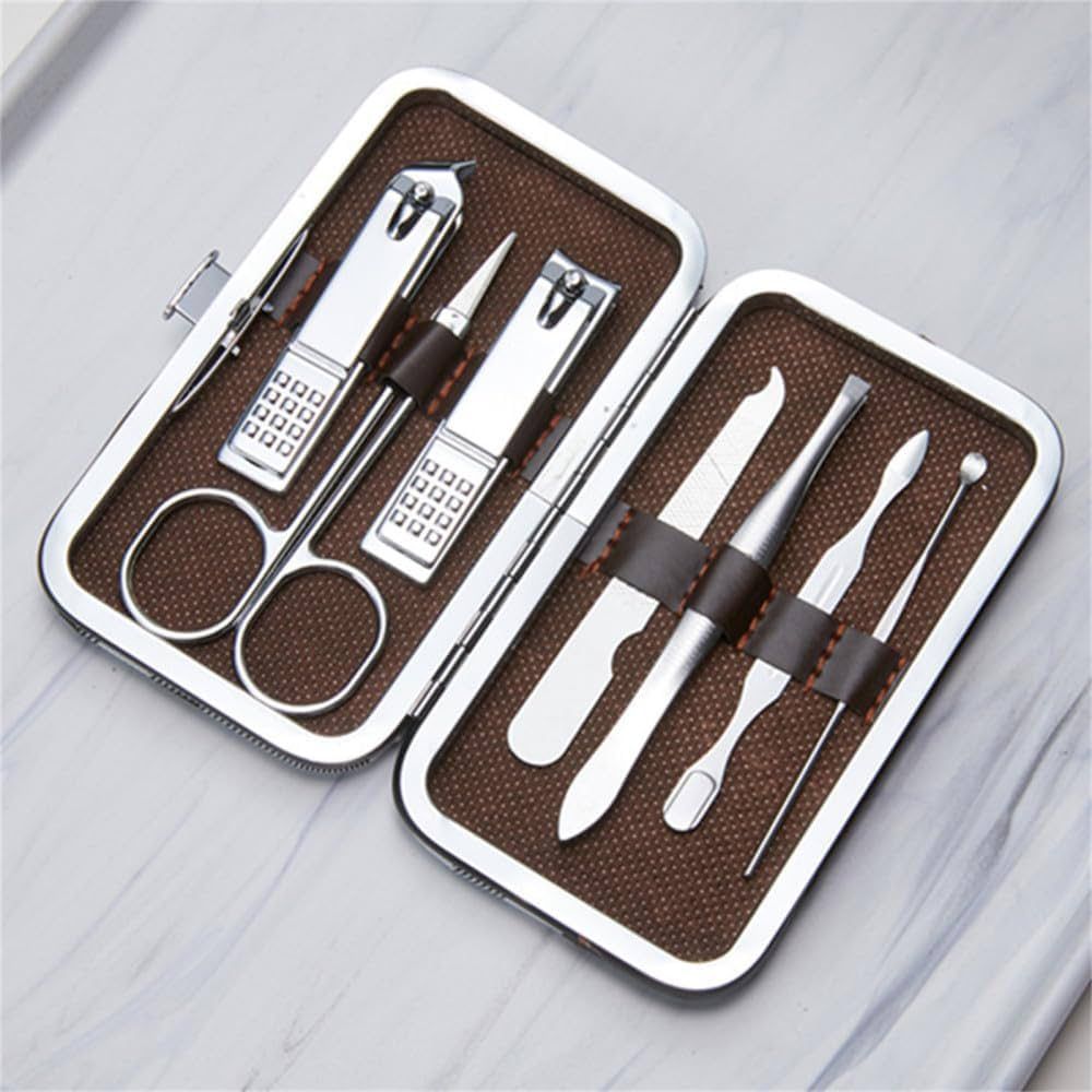 8in1 Manicure Pedicure Stainless Steel Leather Pocket Set.