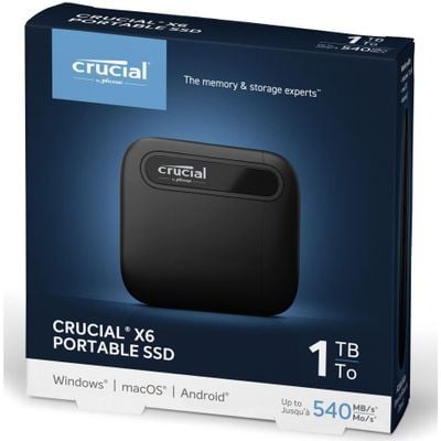 PORTABLE DRIVES (USB DRIVES), PORTABLE HARD DISK DRIVES, PORTABLE SSDS, SSDS, USB DRIVES Crucial X6 External Portable SSD 1TB Speed 540 MBs USB 3.2 Type-C Drop proof