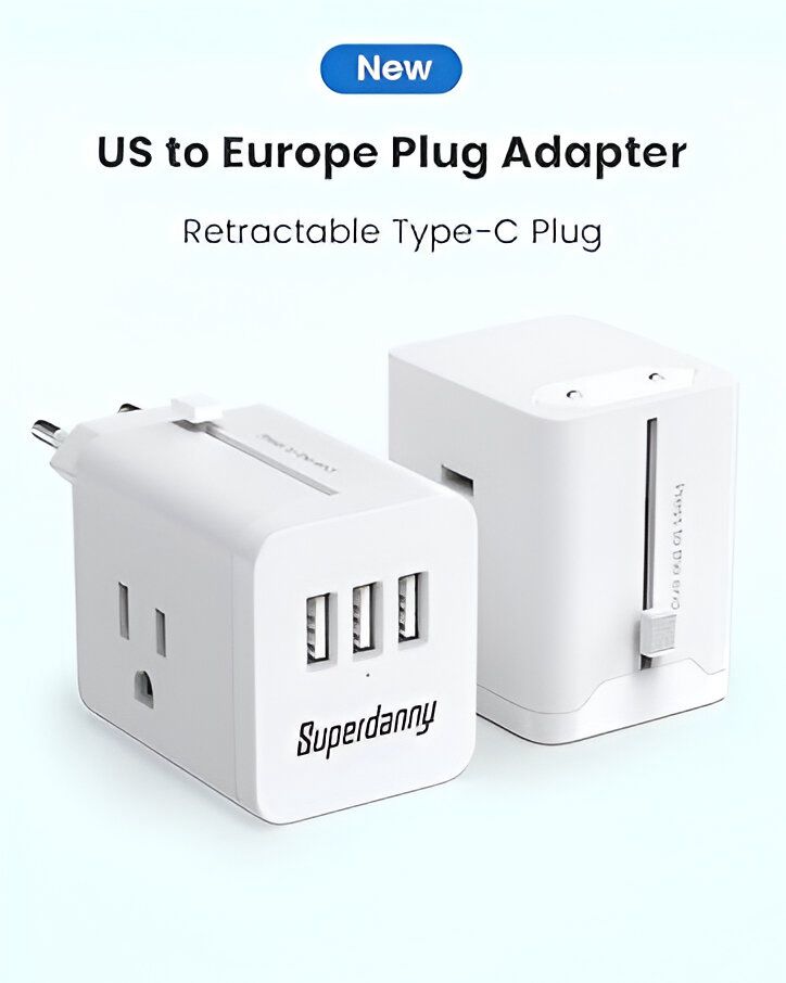 Branded 6 in 1 Adaptor with 3 Power Sockets and 3 USB Jacks (White only)