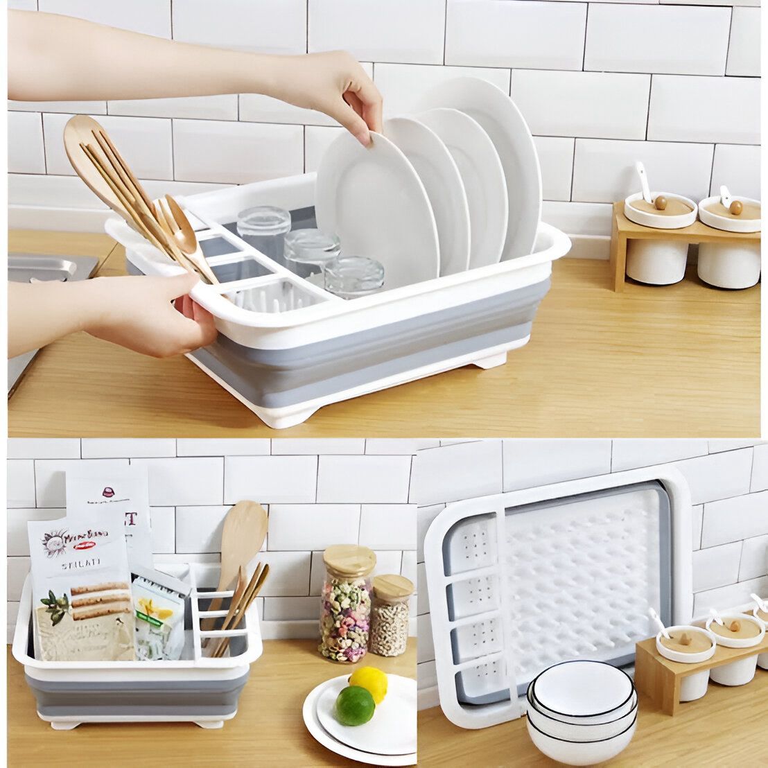 Collapsible Drainage CutleryDishes Kitchen Foldable Rack.